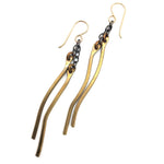 Brass Wave and Chain Dangle Earrings