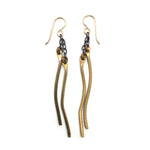 Brass Wave and Chain Dangle Earrings
