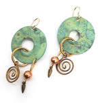 Turquoise Disc and Spiral Earrings