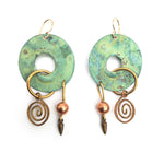 Turquoise Disc and Spiral Earrings