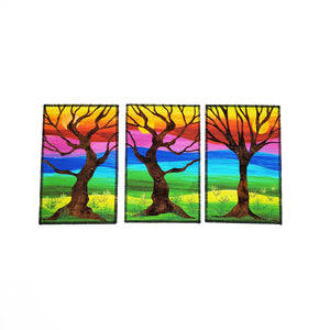 Tree in the Meadow Verticle Fabric Card