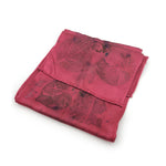 Deep Red Botanical Charmeuse Silk Scarf