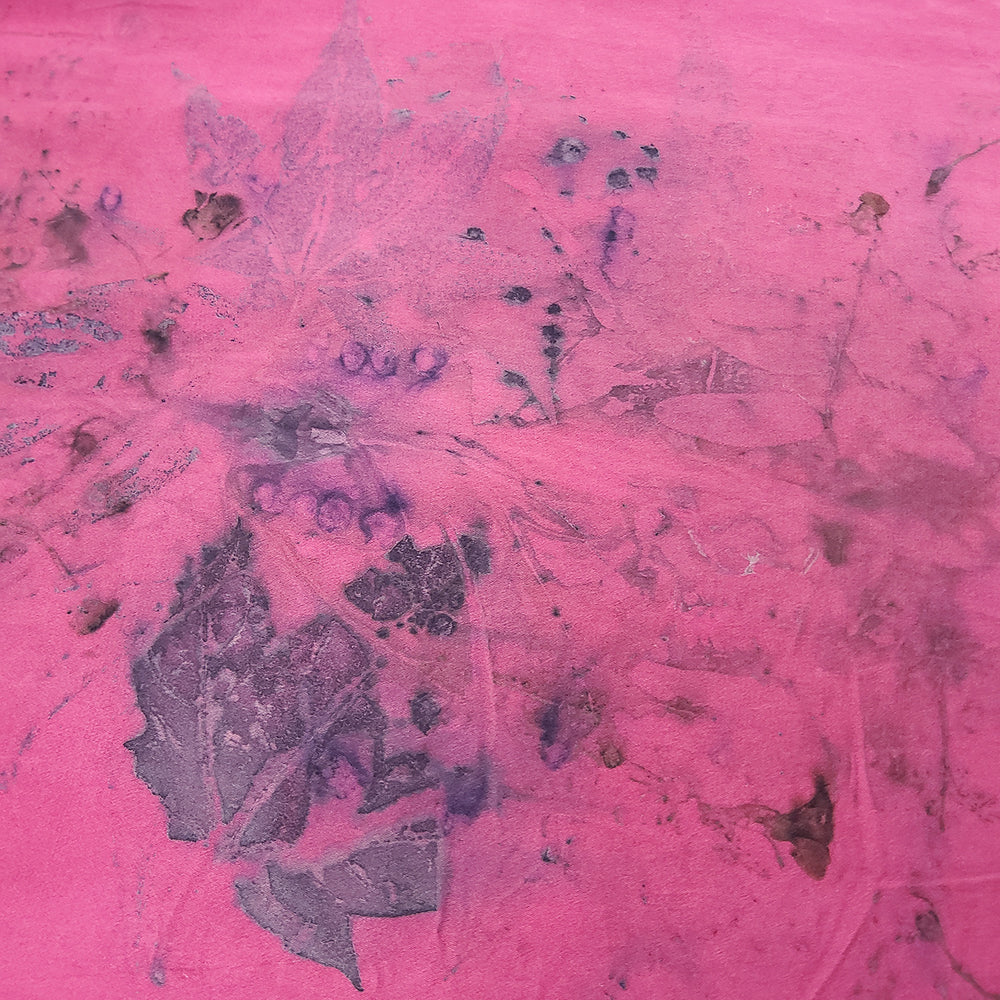 Deep Red Botanical Charmeuse Silk Scarf