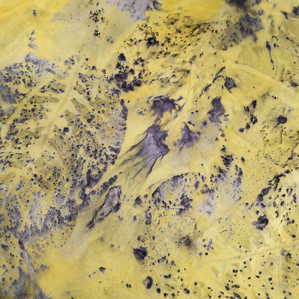 Yellow Botanical Satin Silk Scarf
