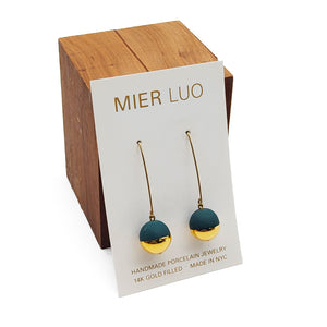 Gold Dipped Pearl Earrings Teal