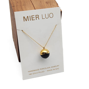 Gold Dipped Pearl Necklace Black