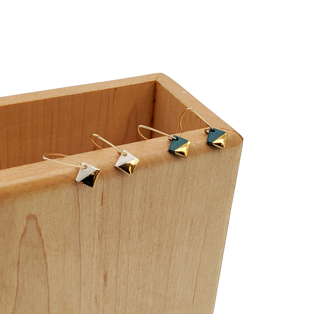 Gold Dipped Square Dangles Teal