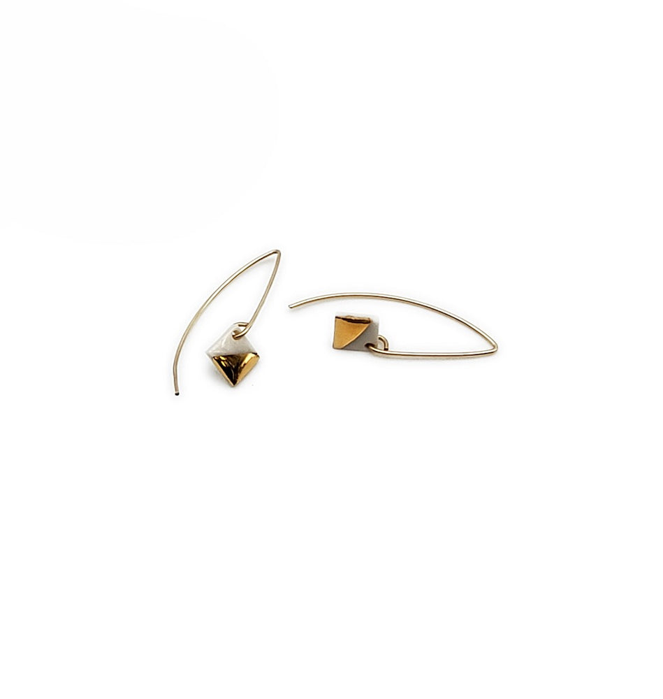 Gold Dipped Square Dangles Teal