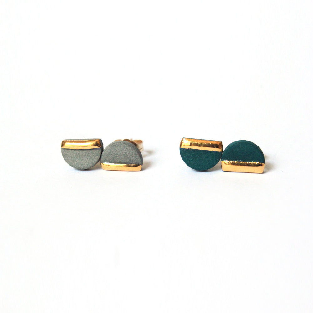 Semi-circle Stud Earrings Grey
