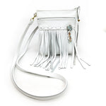 Small White Leather Fringe Bag