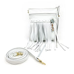 Small White Leather Fringe Bag