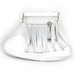 Medium White Leather Fringe Bag