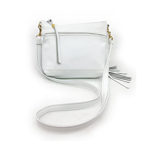Medium White Leather Fringe Bag