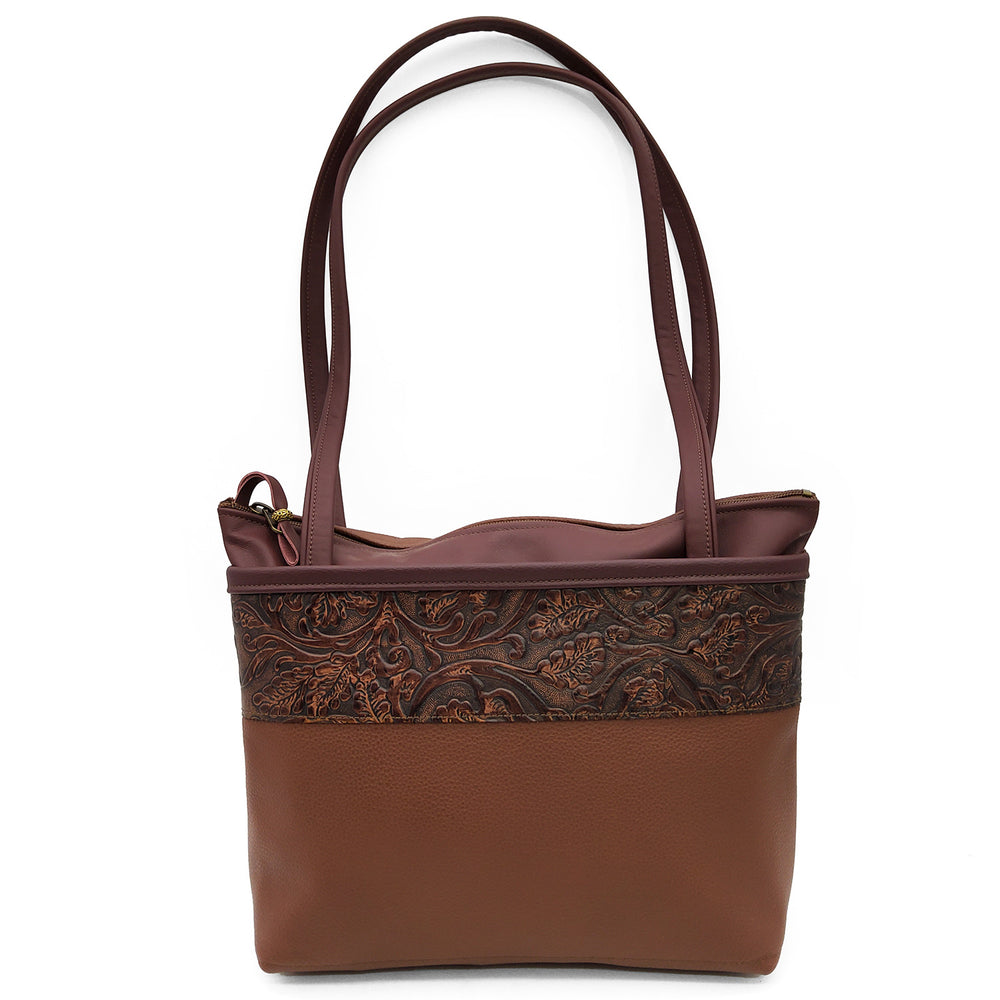 Botanical Leather Zip-Top Tote
