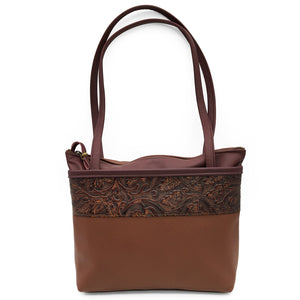 Botanical Leather Zip-Top Tote