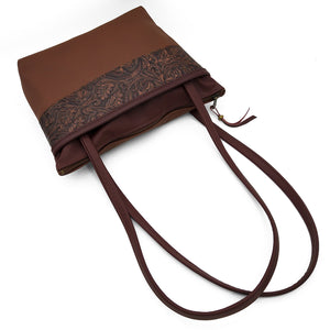 Botanical Leather Zip-Top Tote