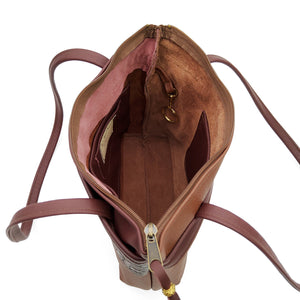 Botanical Leather Zip-Top Tote