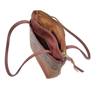 Botanical Leather Zip-Top Tote