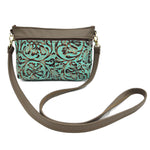 Turqouise Floral Leather Purse