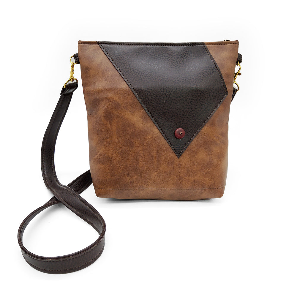 Brown & Tan Vegan Leather Handbag