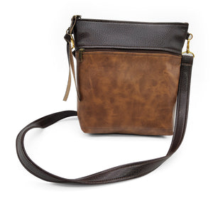 Brown & Tan Vegan Leather Handbag