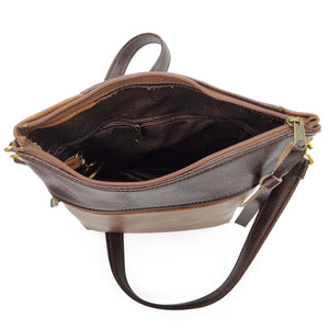 Brown & Tan Vegan Leather Handbag
