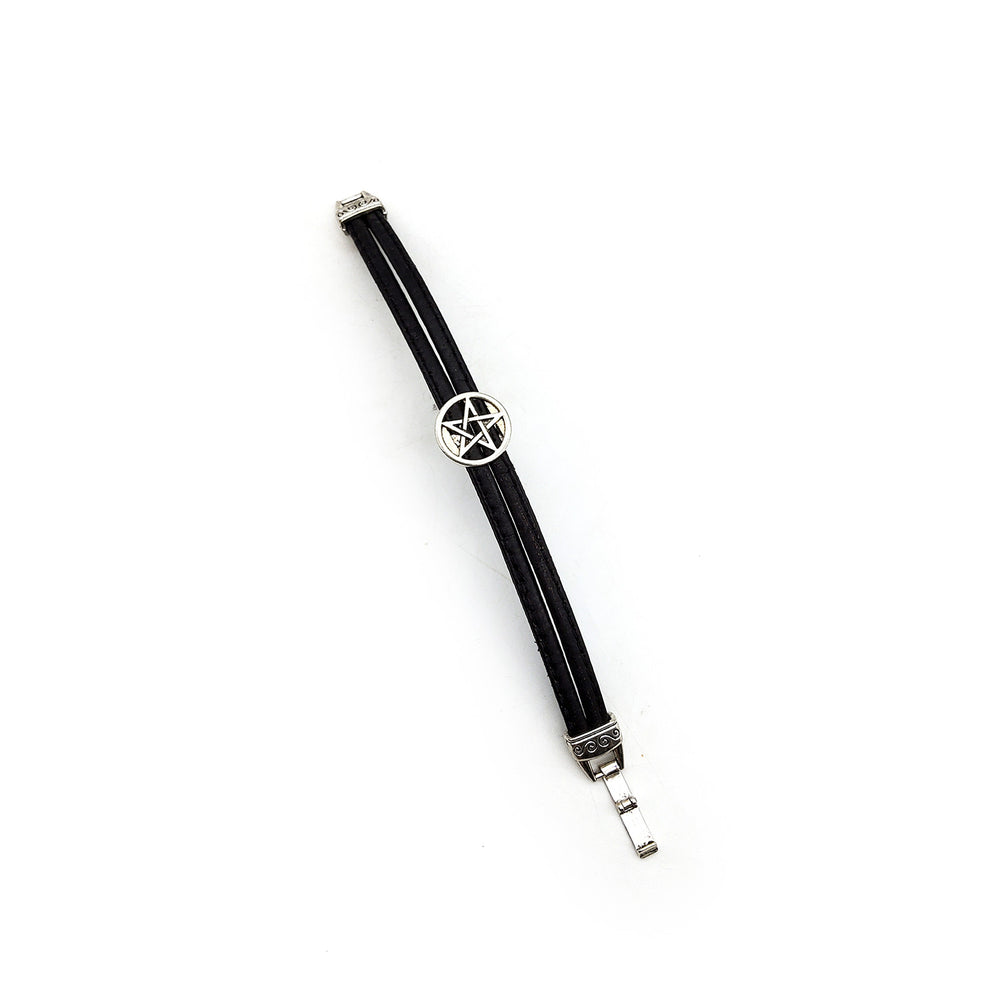 Pentagram Black Cork Leather Bracelet