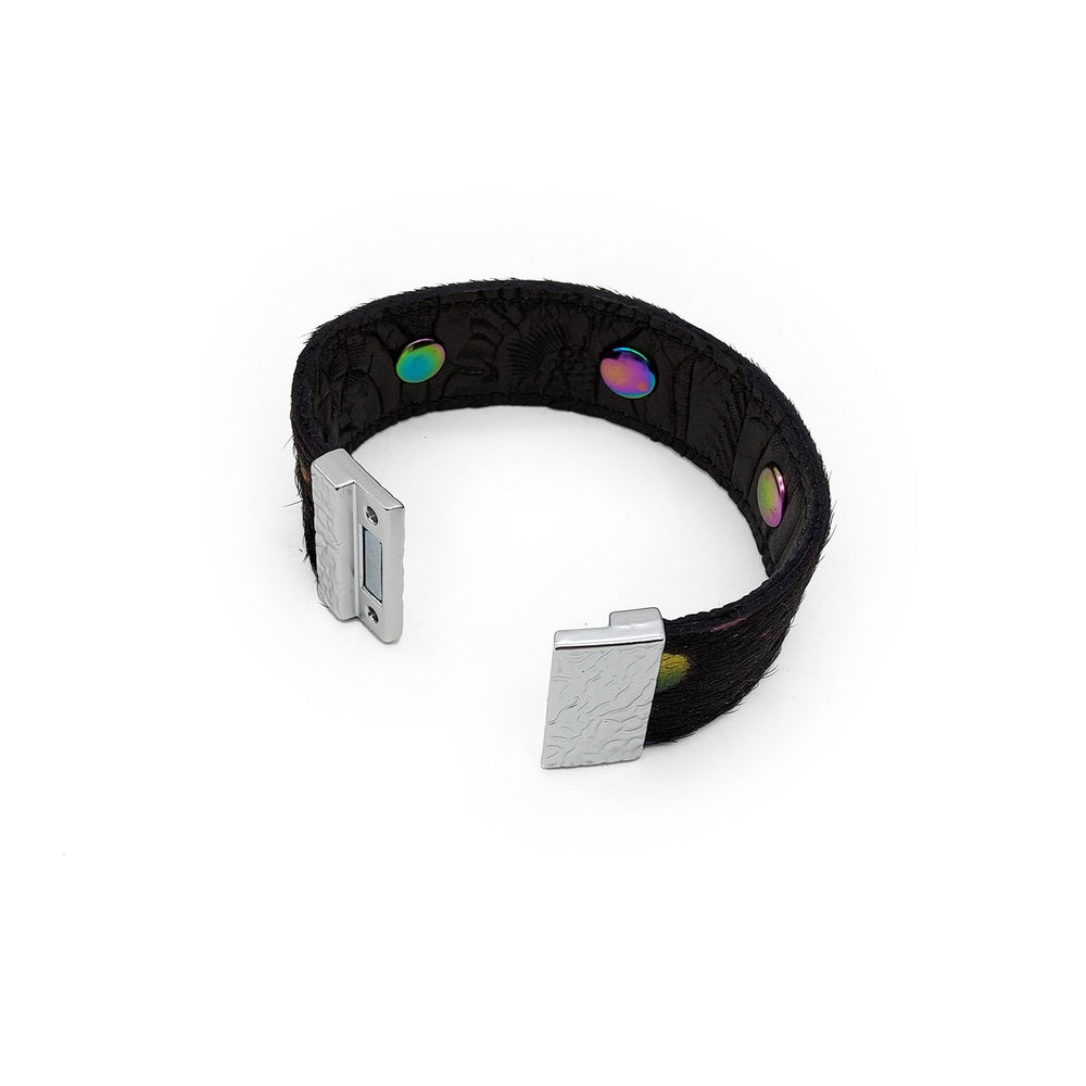 Black Fur & Rainbow Stud Bracelet
