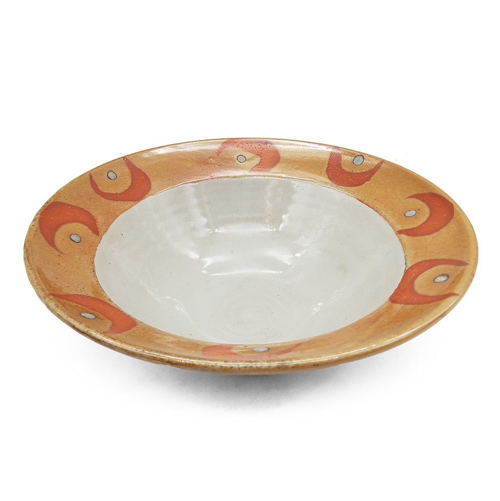 Orange Crescents Wide Serving Bowl