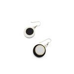 Black And White Offset Circle Earrings