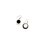 Black And White Offset Circle Earrings