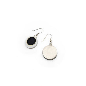 Black And White Offset Circle Earrings