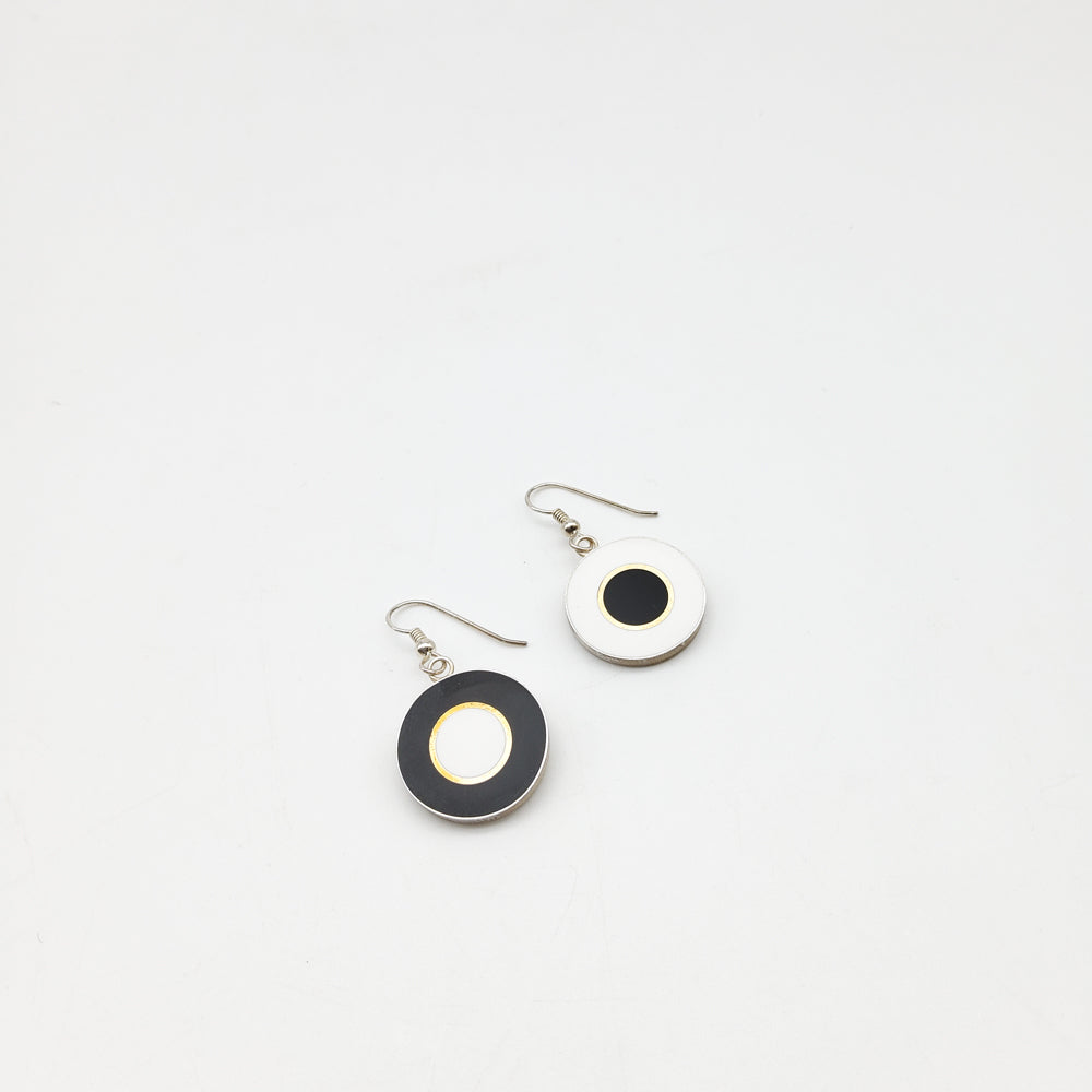 Black and White Circle Earrings