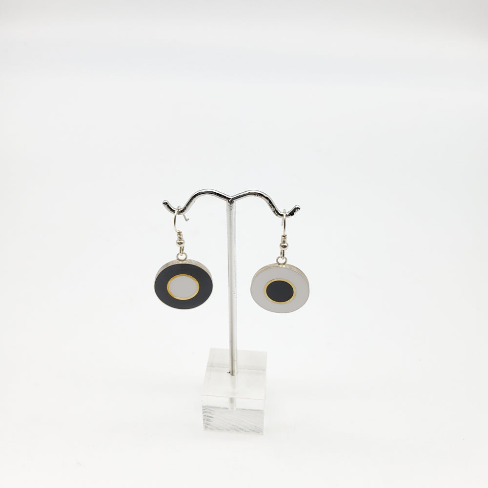 Black and White Circle Earrings