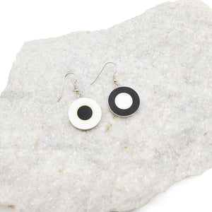 Black and White Circle Earrings