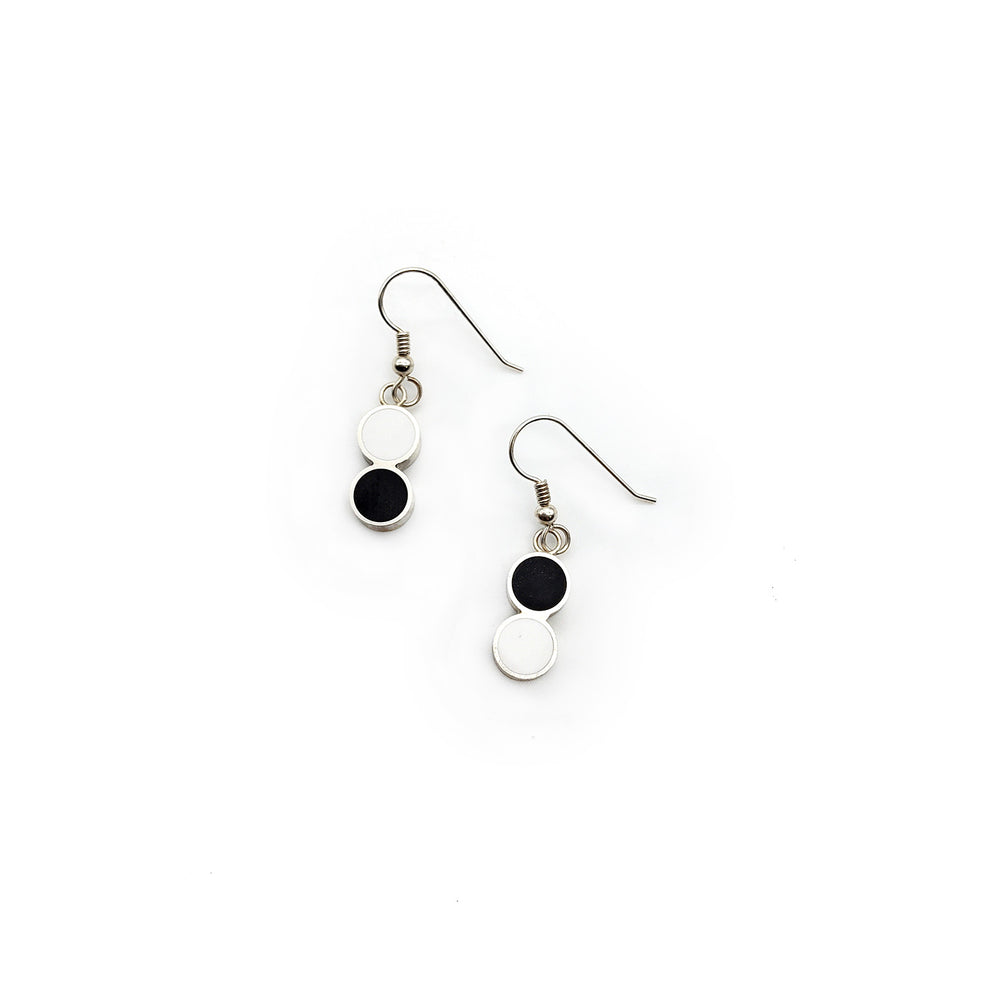 Black And White Double Circle Earrings