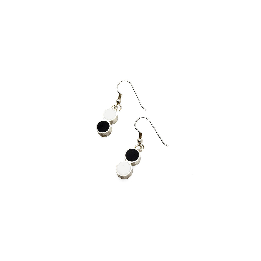 Black And White Double Circle Earrings