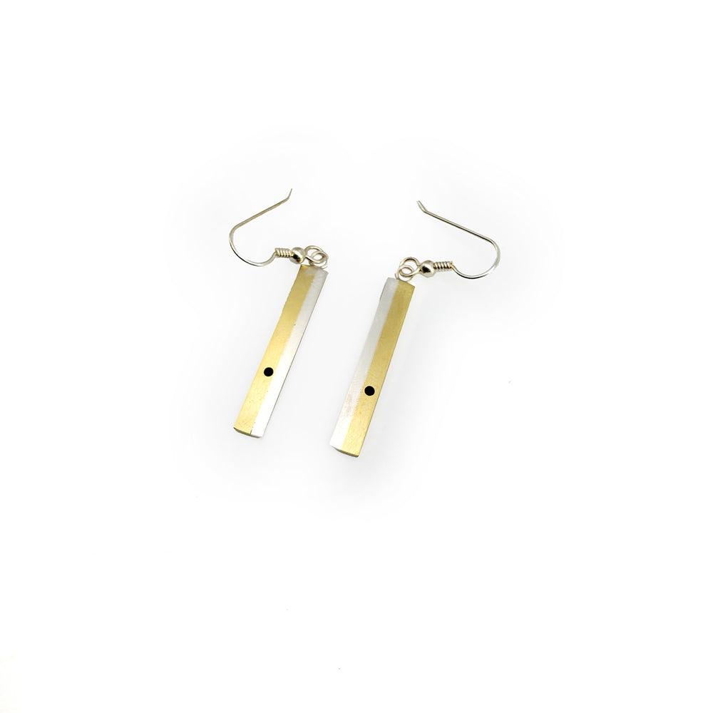 Brass and Silver Bar Earrings