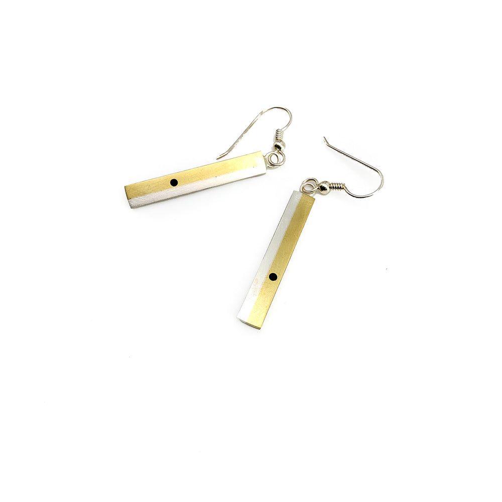 Brass and Silver Bar Earrings