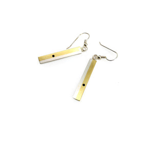 Brass and Silver Bar Earrings