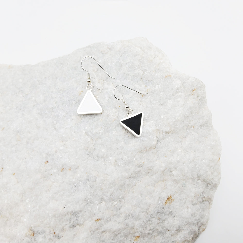 Black And White Triangle Earrings