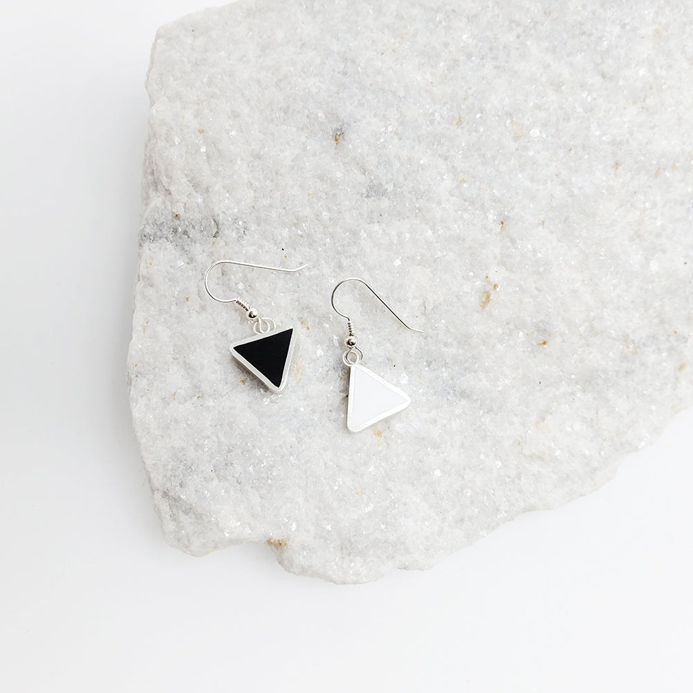 Black And White Triangle Earrings