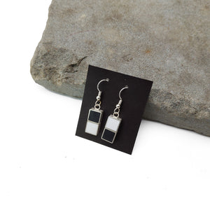 Black And White Stacked Squares Earrings