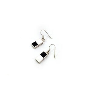 Black And White Stacked Squares Earrings