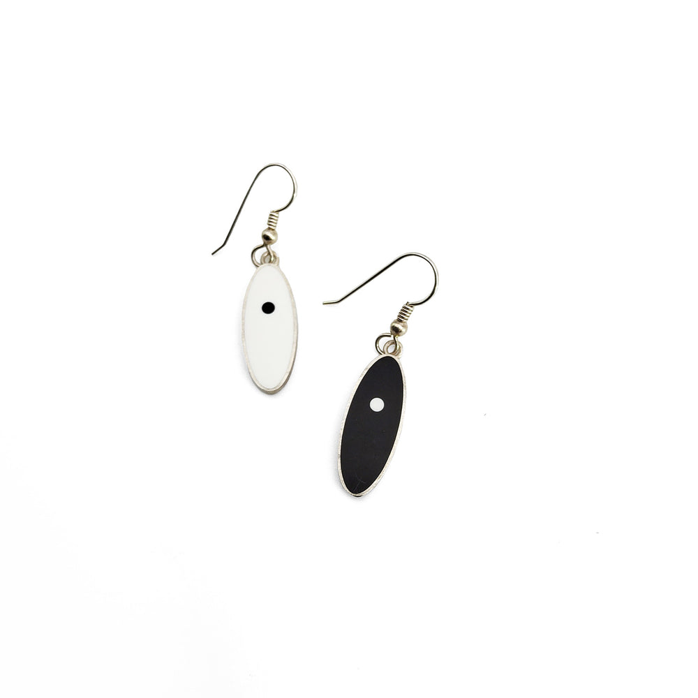 Black And White Oval Earrings
