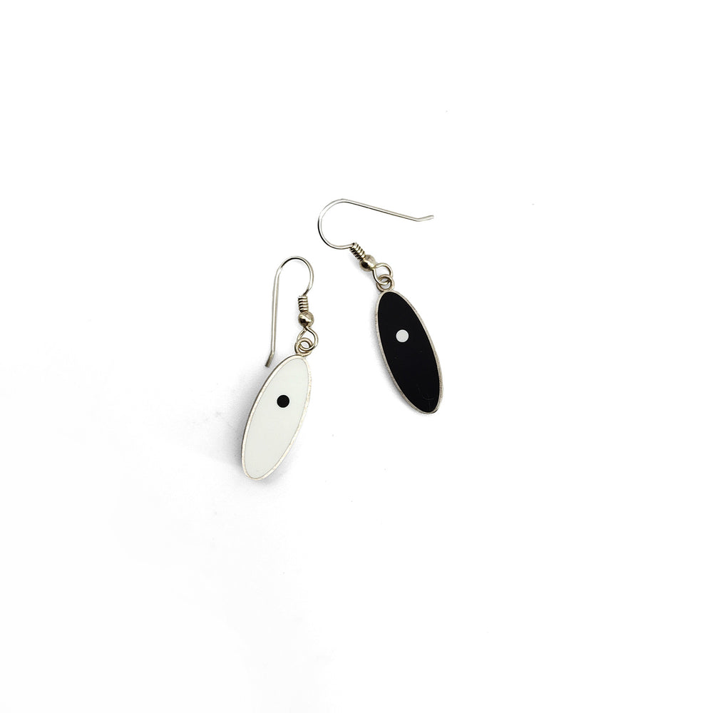 Black And White Oval Earrings