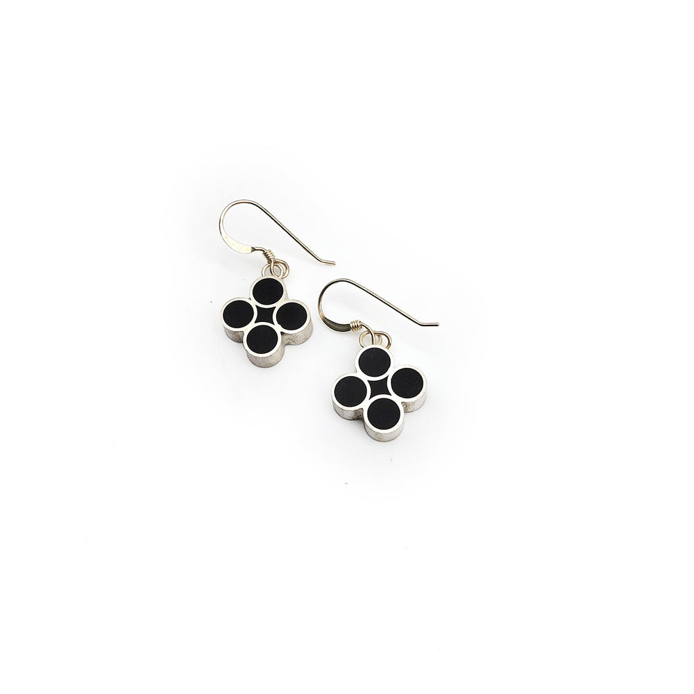 Black In Silver Earrings