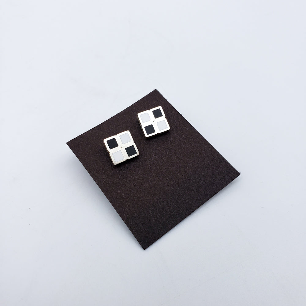 Black And White Square Studs
