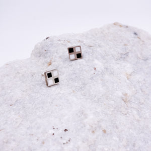 Black And White Square Studs