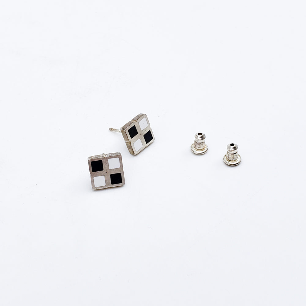 Black And White Square Studs